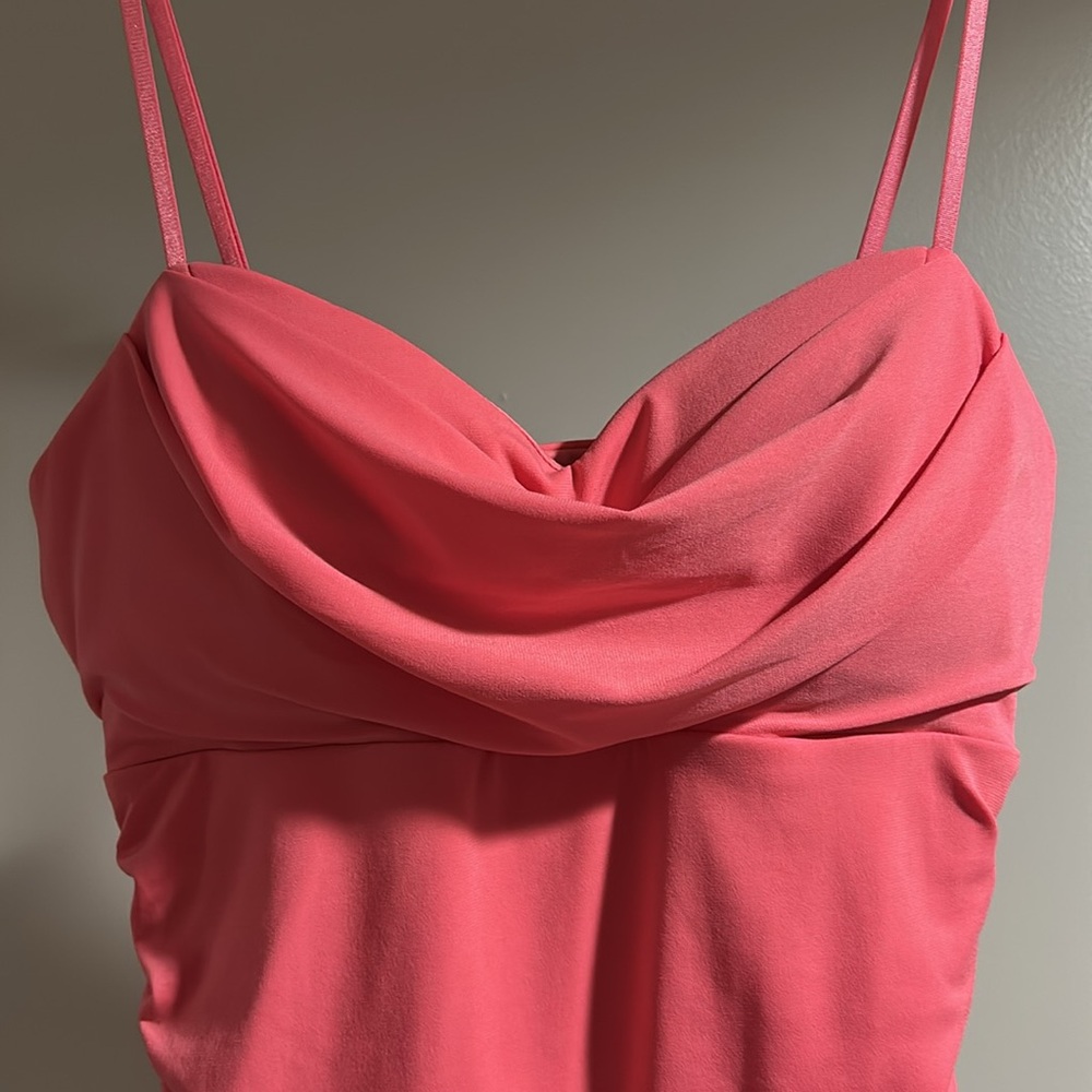 Pink Bodycon Ruched Cowl Neck Homecoming Dress (Honey and Rosie, Size XS) - Picture 5 of 7